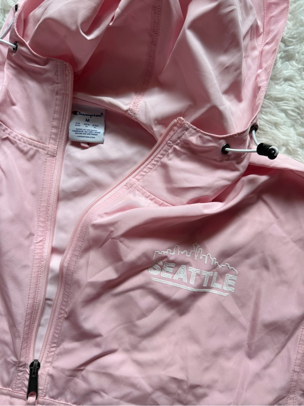 Champion Pink Hooded Seattle Pullover Windbreaker M - Picture 2 of 9